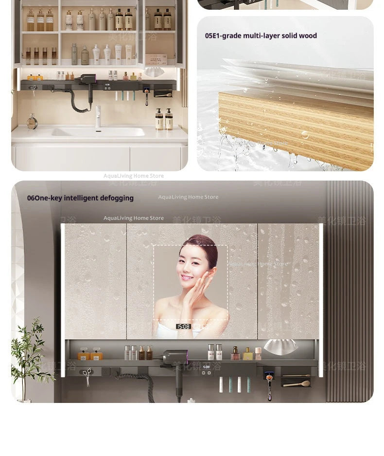 Modern Smart Bathroom Mirror Cabinet Wall-Mounted Vanity Mirror