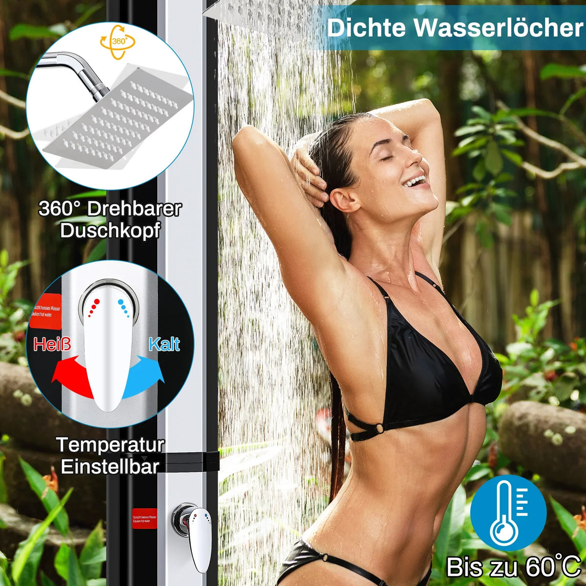 60l Freestanding Outdoor Solar Heated Shower Outdoor Pool