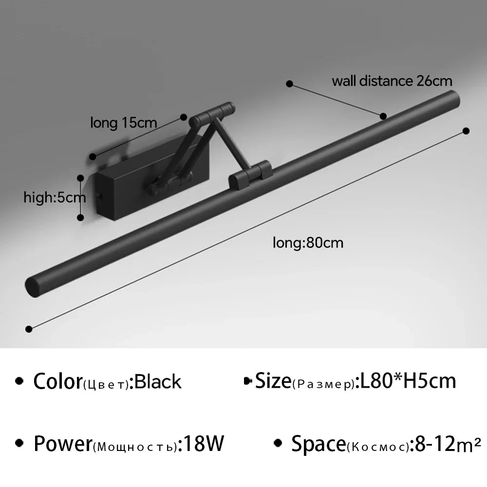 Modern Led Wall Lamp Bathroom Mirror Lamp Retractable