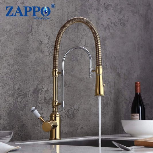 Zappo Gold Chrome Sink Faucet High Arc 360