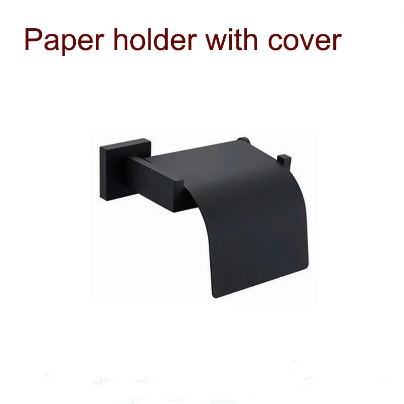 Black Bathroom Stainless Steel Wall Rack Towel Rack