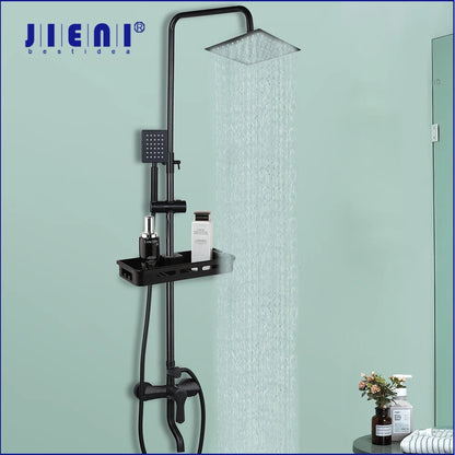 Jieni Matte Black Rainfall Shower Faucet Paint Black