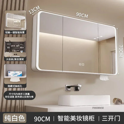 Minimalist Modern Arc-Shaped Smart Bathroom Mirror Cabinets