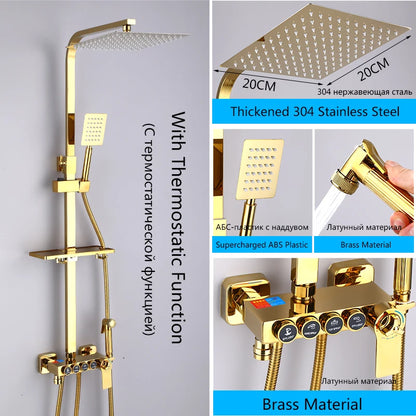 Oxg Bright Golden Shower Faucets Bathroom Shower Mixer