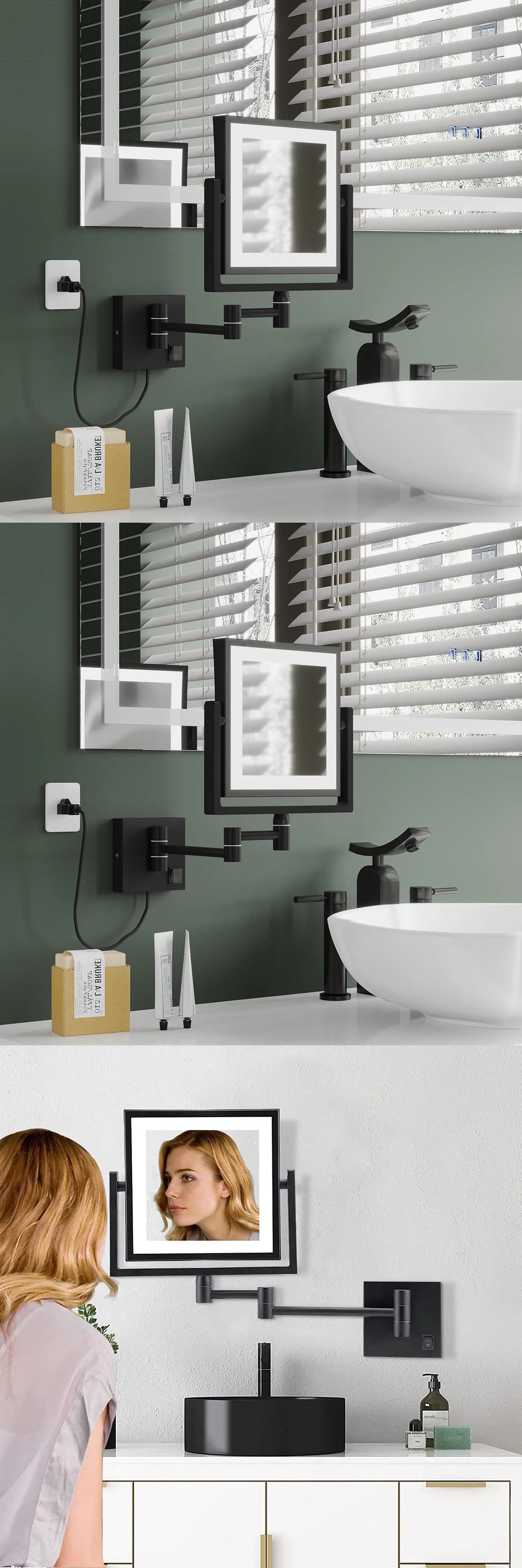 Rose Gold Square Led Bathroom Mirror Wall Mounted