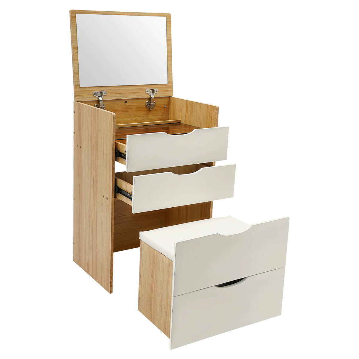 Makeup Vanity Table Drawers Dressing Table Foldable Mirror