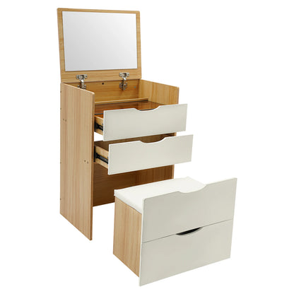 Makeup Vanity Table Drawers Dressing Table Foldable Mirror