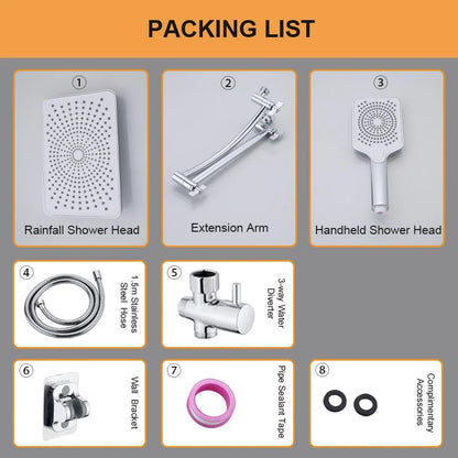Large Panel Rectangle Rain Shower Head Handheld Spray