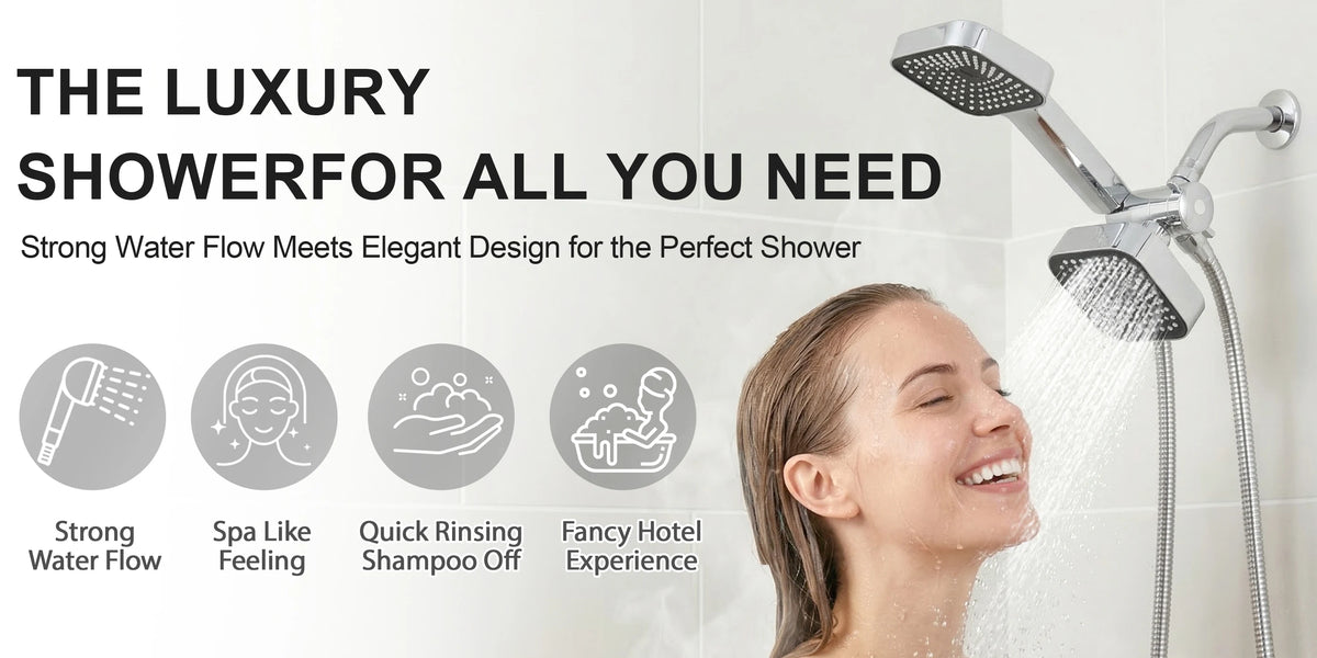 High-Flow 2-In-1 Wall-Mounted Handheld Shower Head Rain Shower