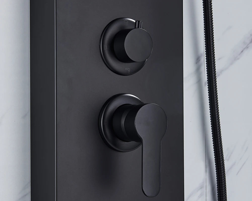 Rozin Black Shower Column Led Rainfall Bathroom Faucet