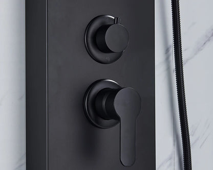 Rozin Black Shower Column Led Rainfall Bathroom Faucet