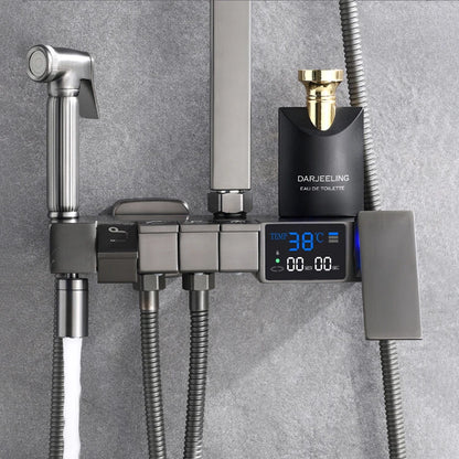 Piano Digital Display Thermostatic Bathroom Shower Cold Brass