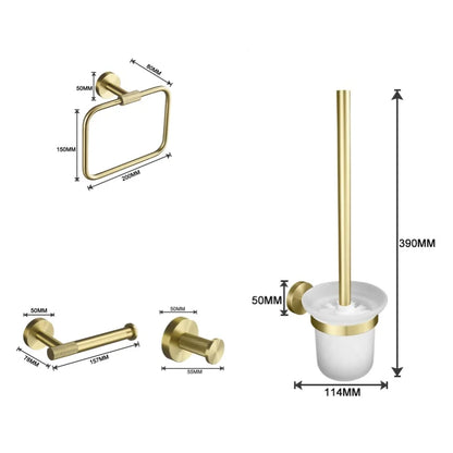 Bathroom Hardware Brushed Gold Knurled Brass Kit Towel