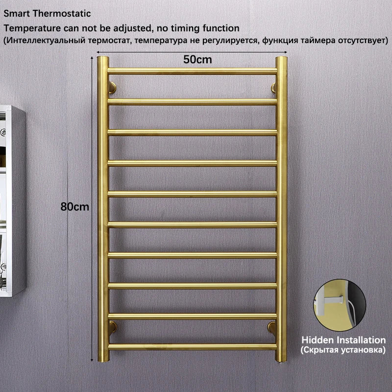 Bathroom Electric Heated Towel Rail Gold Smart Touch