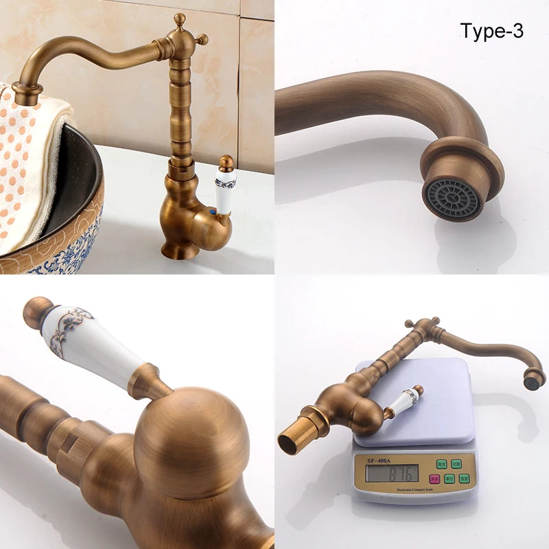 Bathroom Sink Faucet Antique Bronze 360 Degree Turn