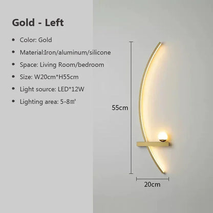 Modern Led Simple Art Bedroom Bedside Wall Lamp