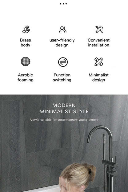 Aitana Luxury Black Brass Bathroom Faucet Floor Standing