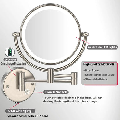 Rose Gold Touch On Led Folding Bathroom Mirror