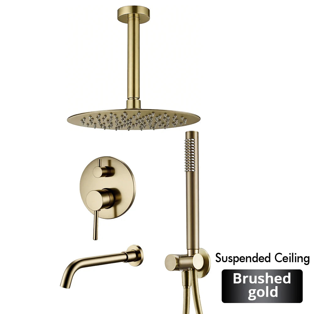 Bathroom Faucet Shower Mixer Tap Spout Black Solid