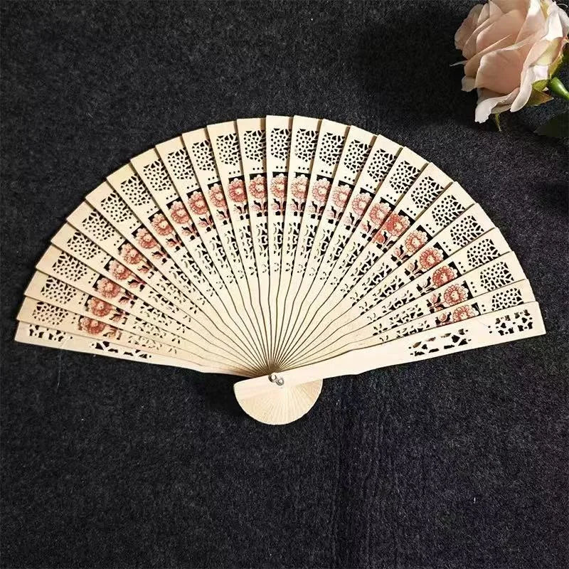 Personalized Folding Wooden Hand Fans Custom Engraved Wedding