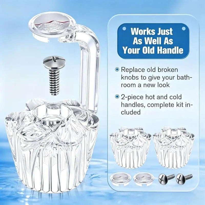Shower Faucet Handle Replacement Knobs Pair Clear Acrylic