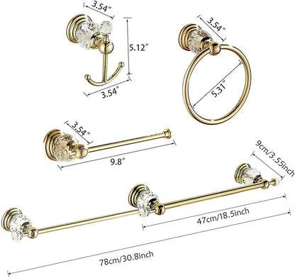 Pieces Gold Bathroom Sets Brass&Crystal Retractable Towel Bar