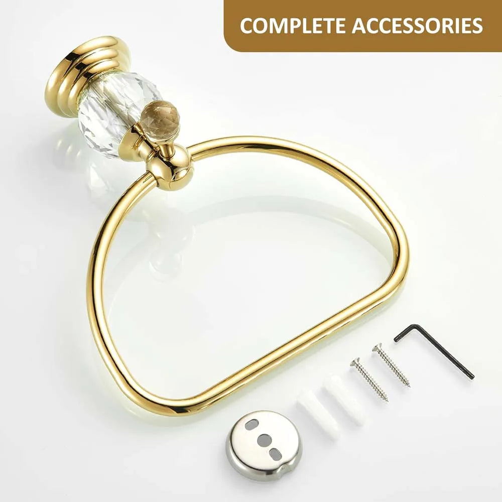 Luxury Crystal Gold Bathroom Hardware Wall Mounted Retractable