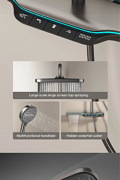 Luxury Brass Gun Gray Shower System Intelligent Led
