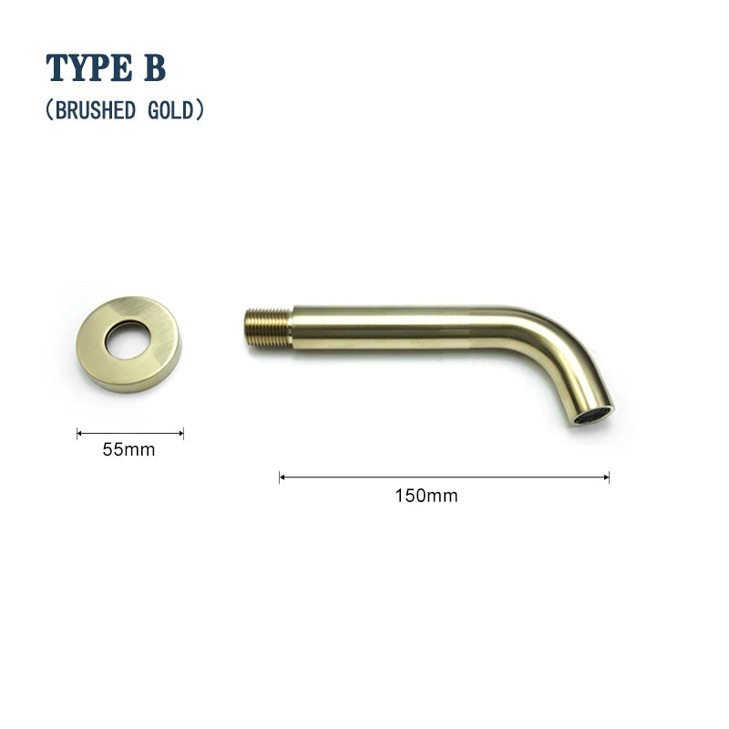 Brass Brushed Gold Mixer Faucet Wall-Mounted Round Square