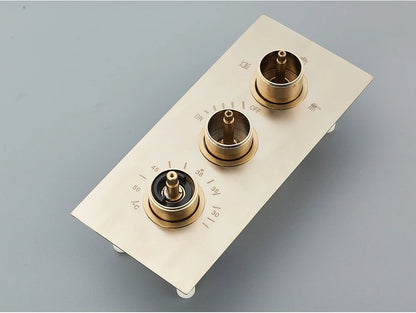 Brushed Gold Thermostatic Shower Mixer Valve Brass 3-Ways