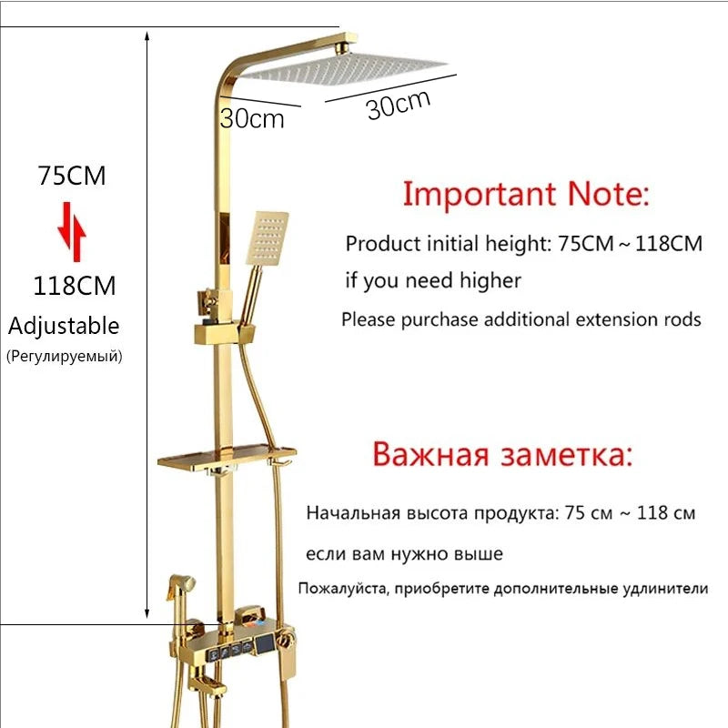 Oxg Golden Thermostatic Shower Faucet Bathroom Faucet Digital