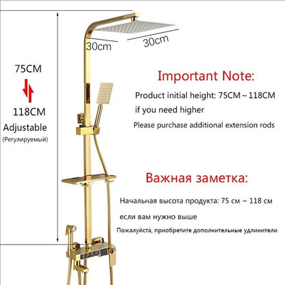 Oxg Golden Thermostatic Shower Faucet Bathroom Faucet Digital