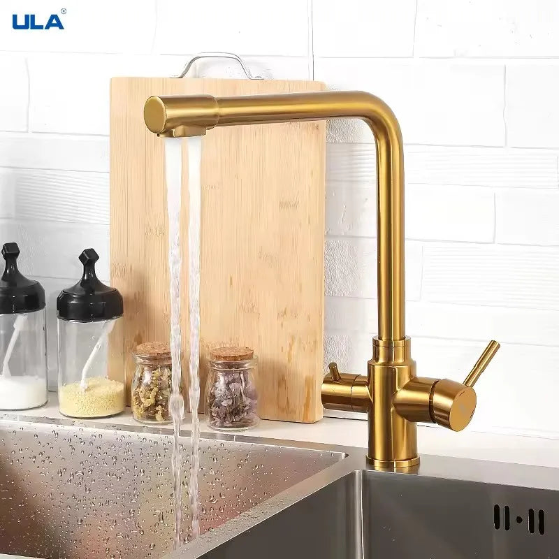 Ula Filtered Faucet Gold Purifier Faucet Dual Sprayer