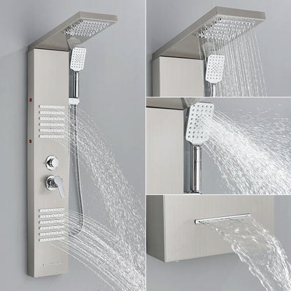 Black/Brushed Bathroom Shower Faucet Led Rainfall Head Shower