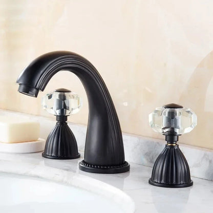 Basin Faucets 3pcs Antique Brass Classic Bathroom Sink