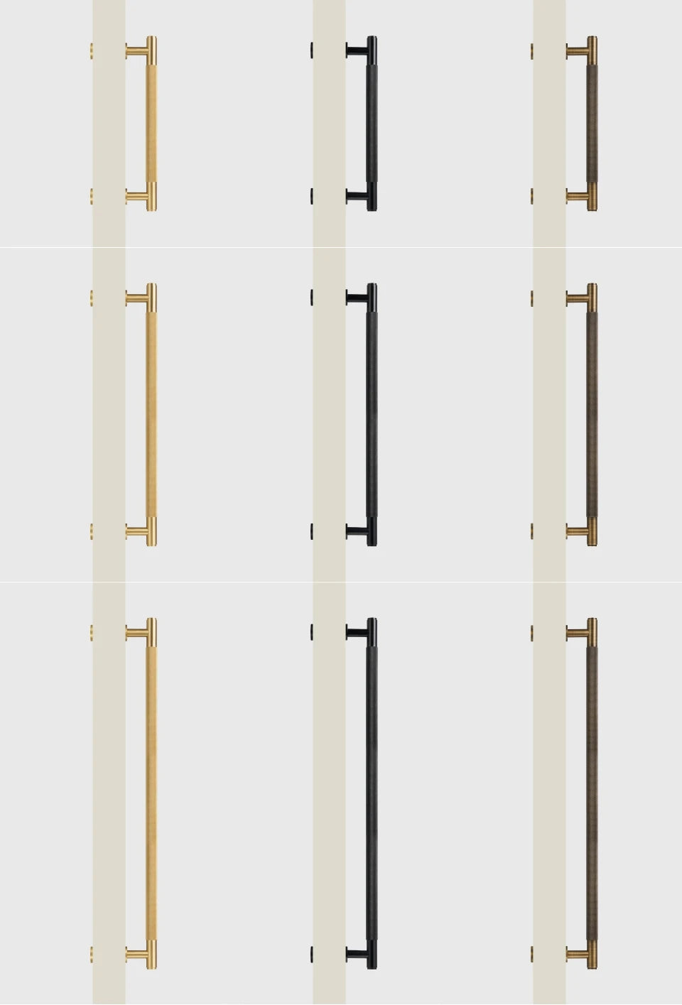 Nurlin Brass Door Double Sided Knurled Pull Bar