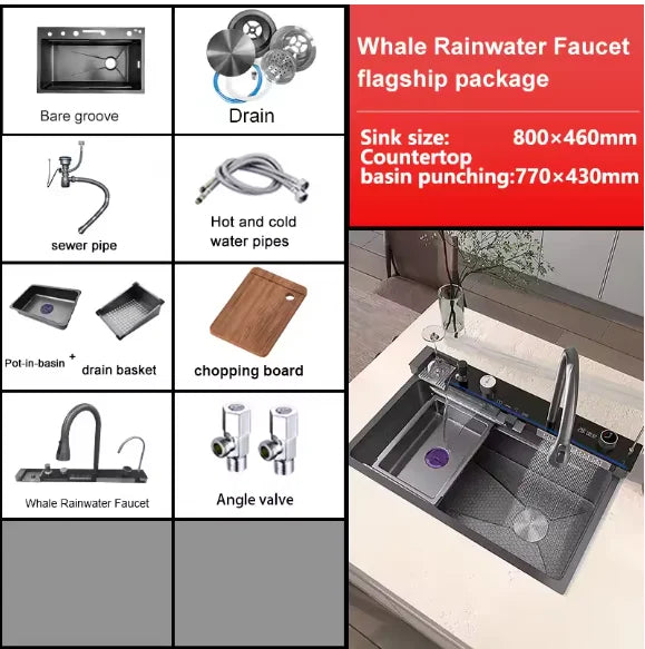 Digital Fly Rain Waterfall Sink Embossed Nano 304