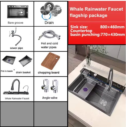 Digital Fly Rain Waterfall Sink Embossed Nano 304