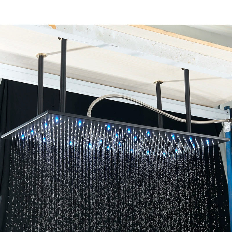 40 80cm High Pressure Led Shower Head Black