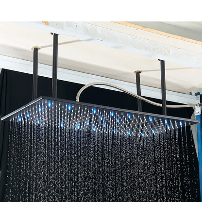 40 80cm High Pressure Led Shower Head Black