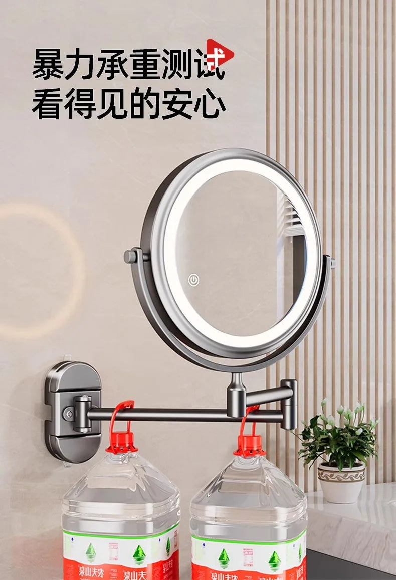 Rotatable Led Light Suction Cup Makeup Wall Mirror