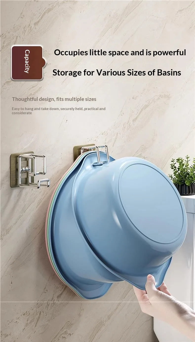 1/2pcs Stainless Steel Washbasin Hook Punch-Free Bathroom Rack