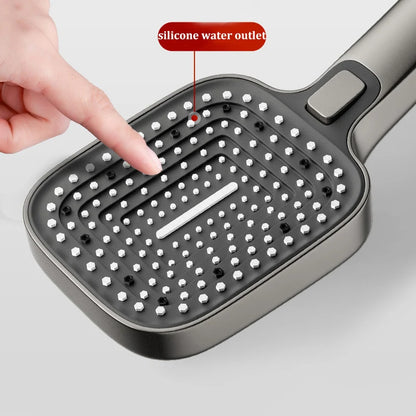 Square 3-Mode Pressurized Shower Head Large Panel Bathroom