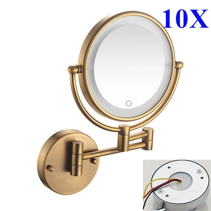 10x Magnifying Led Folding Bathroom Mirrors Walll Mounted
