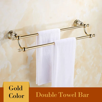 Shower Shelf Toilet Paper Holder Golden Crystal Wall