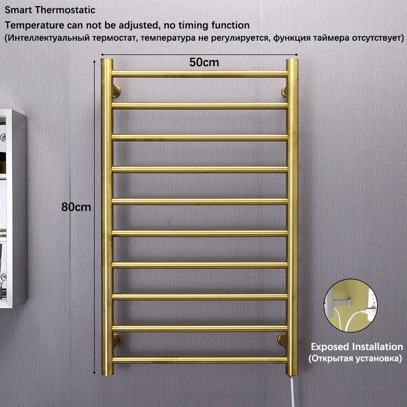 Bathroom Electric Heated Towel Rail Gold Smart Touch