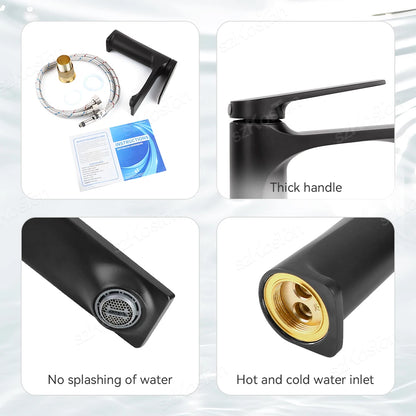 Brass Core Modern Bathroom Sink Faucet Handle Deck
