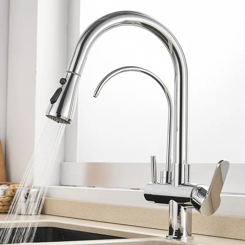White Filter Pull Out Sink Mixer Faucets Quality