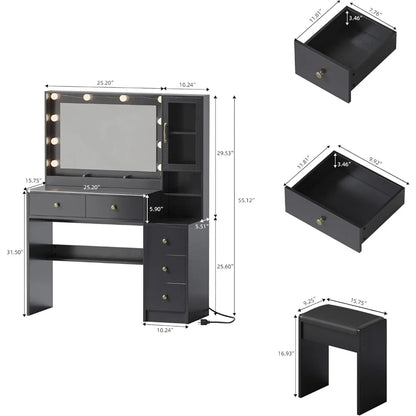 Makeup Vanity Lights & Charging Station Vanity Table
