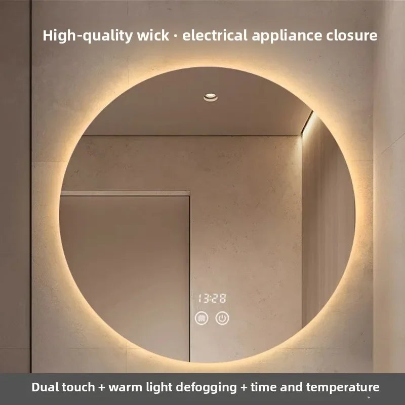 Mirror Round Mirror Wall-Mounted Smart Bathroom Mirror Led